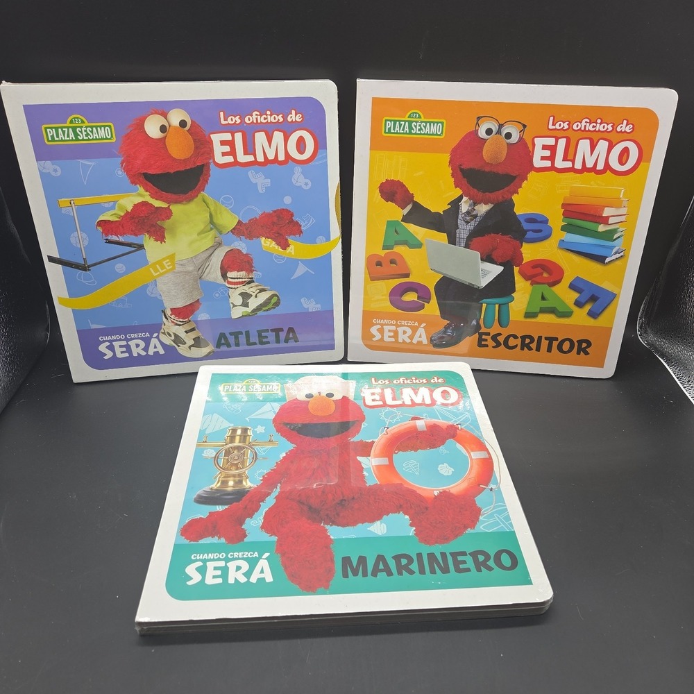 Los Oficios De Elmo Puzzle Board Books, Atlete, Escritor, Marinero-New-Lot Of 3